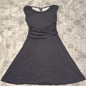 Elegant Navy and Gold Polka Dot Dress